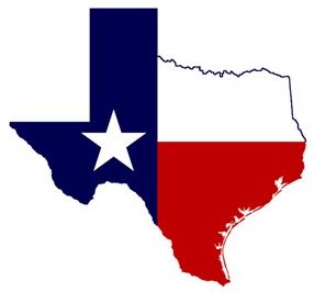 texas flag on texas outline
